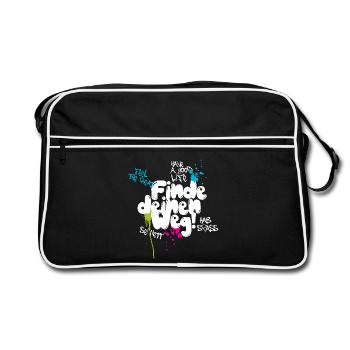 Finde Deinen Weg Graffiti Typo - Retro Tasche - Schwarz/Weiß - Vorne