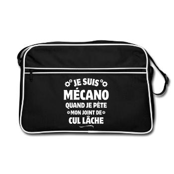 mécano, mécanicien, garage, garagiste - Sac Retro - noir/blanc - Devant