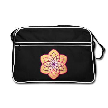 Yoga Gold Flower Blossom Sun Mandala Meditation om - Retro Bag - black/white - Front
