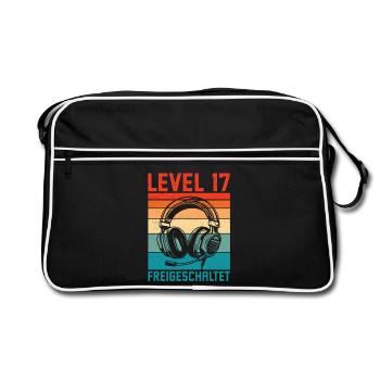 17. Geburtstag Jungen Gamer Level 17 Unlocked - Retro Tasche - Schwarz/Weiß - Vorne