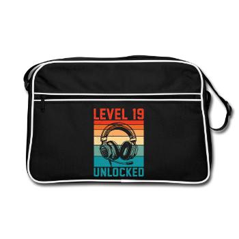 Level 19 freigeschaltet – Gamer-Geschenk zum 19-jährigen Jubiläum - Retro Tasche - Schwarz/Weiß - Vorne