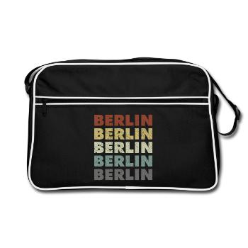 Berlin - Germany - Deutschland - Lettering - Retro Tasche - Schwarz/Weiß - Vorne