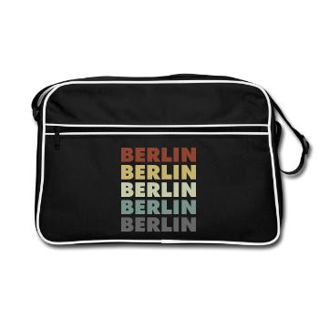 Berlin - Germany - Deutschland - Lettering - Retro Tasche - Schwarz/Weiß - Vorne