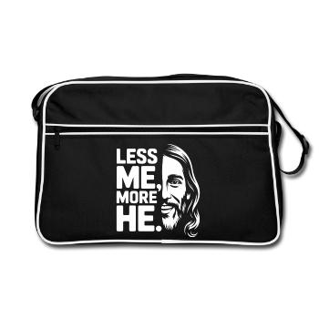 Less Me More He Christian Faith - Retro Bag - black/white - Front