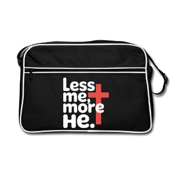 Less Me More He Christian Faith - Retro Bag - black/white - Front