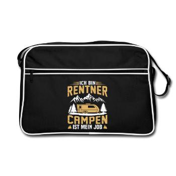 Je suis à la retraite Le camping est mon métier Caravane - Sac Retro - noir/blanc - Devant