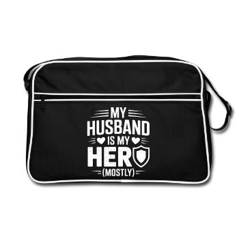 Mon mari est surtout mon héros, Spruch Ehefrau - Sac Retro - noir/blanc - Devant
