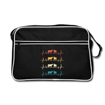 vaches retro battement de coeur cadeau vache - Sac Retro - noir/blanc - Devant