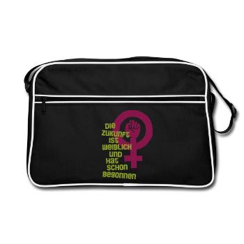 Die Zukunft ist weiblich - Retro Tasche - Schwarz/Weiß - Vorne