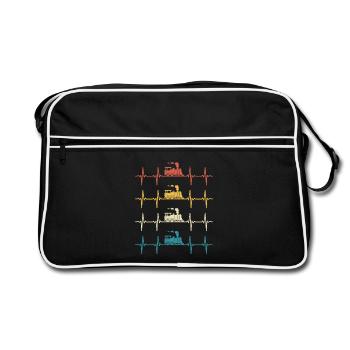 Steam Train Locomotive Train Heartbeat Train - Retro Bag - black/white - Front