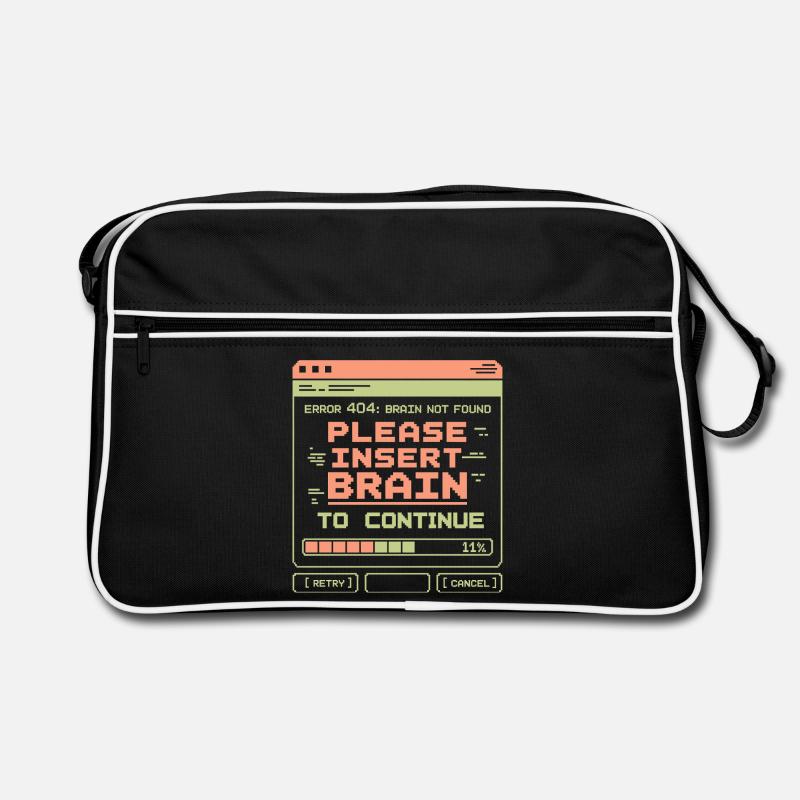 Error 404 Brain Not Found Pixel Design Retro Bag