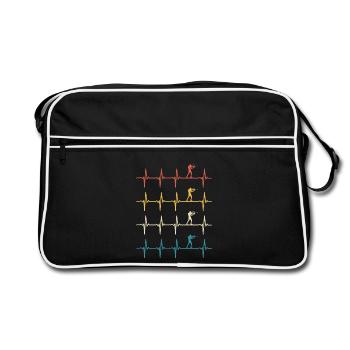Biathlon-Herzschlag-Retro-Biathlet - Retro Tasche - Schwarz/Weiß - Vorne