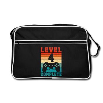 4e anniversaire Niveau 4 Complet 4 Années de Joueur - Sac Retro - noir/blanc - Devant