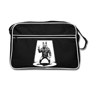 Retro German Shepherd Rock Music Gift - Retro Bag - black/white - Front