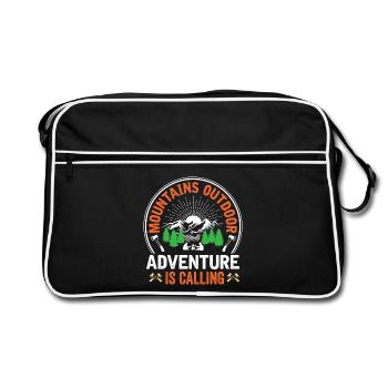 Berge – Das Abenteuer ruft - Retro Tasche - Schwarz/Weiß - Vorne