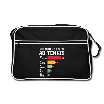 Tennis Pourquoi Je Perds Au Tennis  - Sac Retro - noir/blanc - Devant