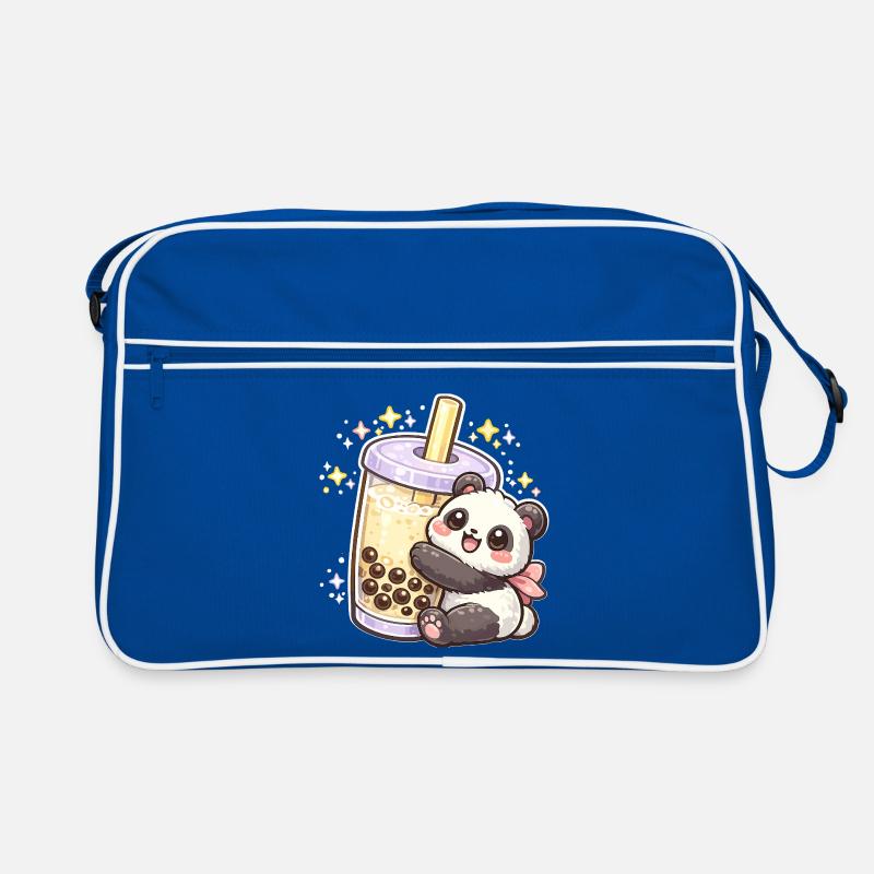 Panda Bubble Tea Cuddle Motif Retro Bag