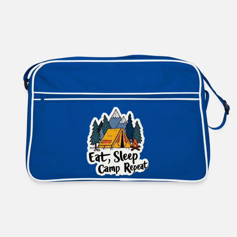 Camping Spruch Eat Sleep Camp Repeat Camper Outdoo Retro Tasche