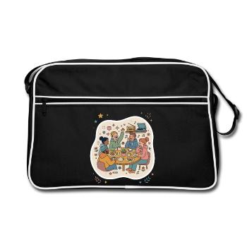 Friends meeting coffee music - Retro Bag - black/white - Front