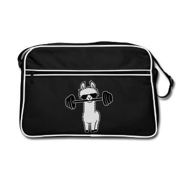 Cool Lama Gewichtheber Langhantel Sonnenbrille Gym - Retro Tasche - Schwarz/Weiß - Vorne