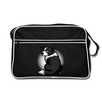 Border Collie Collie Owner Collie Lover - Retro Bag - black/white - Front