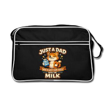 Humor Papa Katzenmilch Vatertagsgeschenk - Retro Tasche - Schwarz/Weiß - Vorne