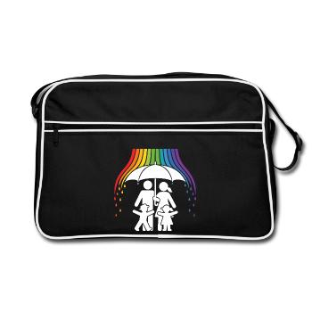 Save_Space_LGBTQ Bouclier arc-en-ciel - Sac Retro - noir/blanc - Devant
