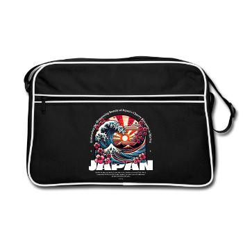 Japan Blossoming Beauty Sakura Wave - Retro Bag - black/white - Front