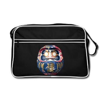 Daruma coloré avec origami floral Daruma - Sac Retro - noir/blanc - Devant