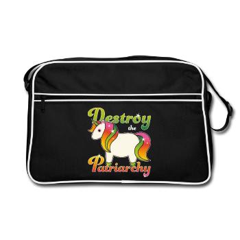 Destroy the Patriarchy - Retro Tasche - Schwarz/Weiß - Vorne