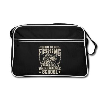 Geboren, um angeln zu gehen, gezwungen, zur Schule zu gehen - Retro Tasche - Schwarz/Weiß - Vorne