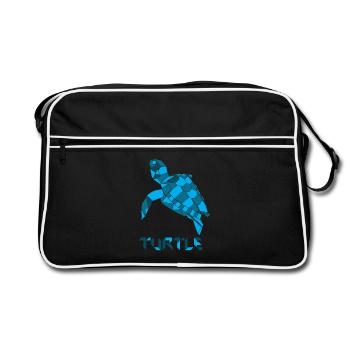 Schildkröte - Turtle - Retro Tasche - Schwarz/Weiß - Vorne