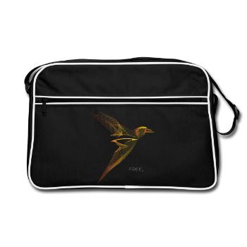Free Line Art Bird Minimalist Design - Retro Bag - black/white - Front