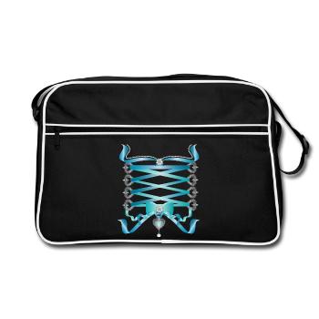 Dirndl Cordons avec des costumes bleus style - Sac Retro - noir/blanc - Devant