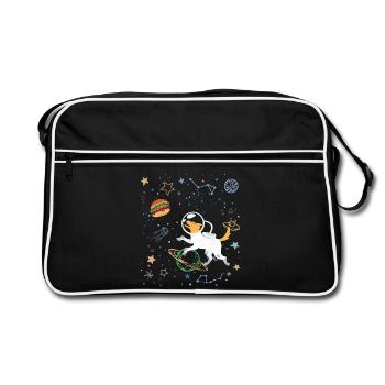 Space Explorer with Astronaut Fox - Retro Bag - black/white - Front