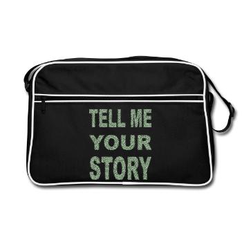 TELL ME YOUR STORY - Retro Tasche - Schwarz/Weiß - Vorne