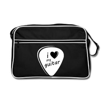 J’aime ma guitare Symbol Plectrum guitar - Sac Retro - noir/blanc - Devant