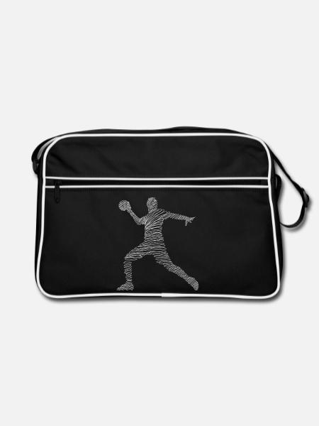 Handball Handballer - Retro Tasche - Schwarz/Weiß