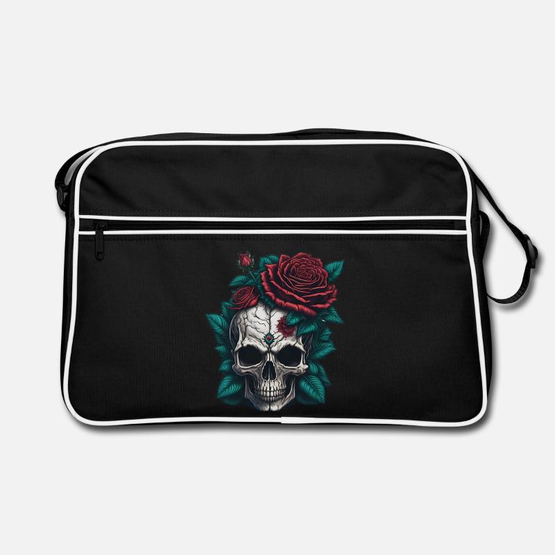 Skull with roses Retro Bag