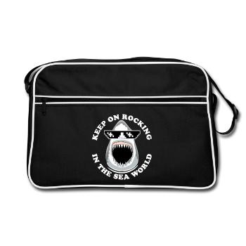 Hai mit Sonnenbrille - Retro Tasche - Schwarz/Weiß - Vorne