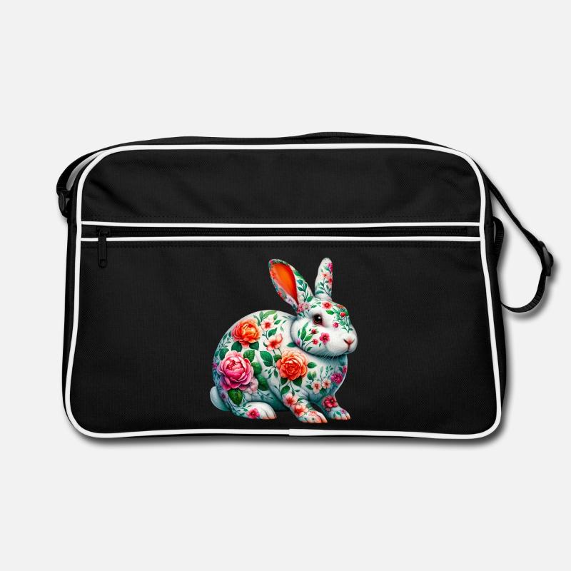 Rabbit decorated with flowers Retro Bag