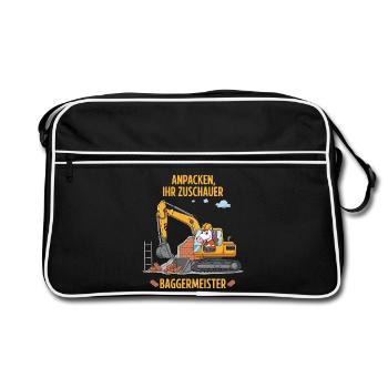 Maître excavatrice licorne - Sac Retro - noir/blanc - Devant