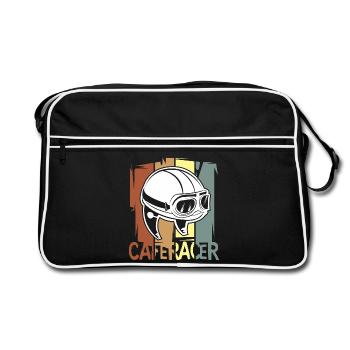 Cafe Racer Helmet Design – Vintage Biker Style - Retro Bag - black/white - Front