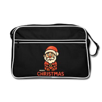 Weihnachtsmann Merry Christmas - Retro Tasche - Schwarz/Weiß - Vorne