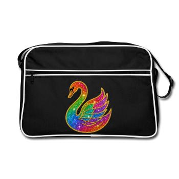 Arc en ciel pailleté cygne mère - Sac Retro - noir/blanc - Devant
