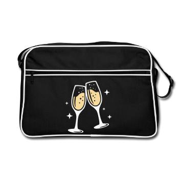Sektglas Prosecco Sekt Alkohol Prost - Sac Retro - noir/blanc - Devant