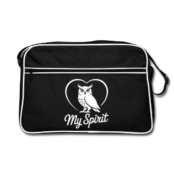 Owl with heart - Retro Bag - black/white - Front