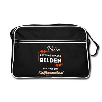 Bitte Rettungsgasse bilden ...- Für Kaffeetrinker - Retro Tasche - Schwarz/Weiß - Vorne