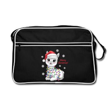 Alpaka Weihnachten Weihnachtspullover lustig süß - Retro Tasche - Schwarz/Weiß - Vorne
