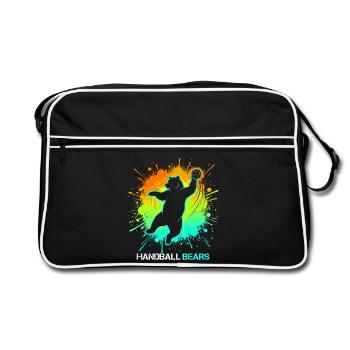 Motif de handball pour enfants animaux sportifs - Sac Retro - noir/blanc - Devant